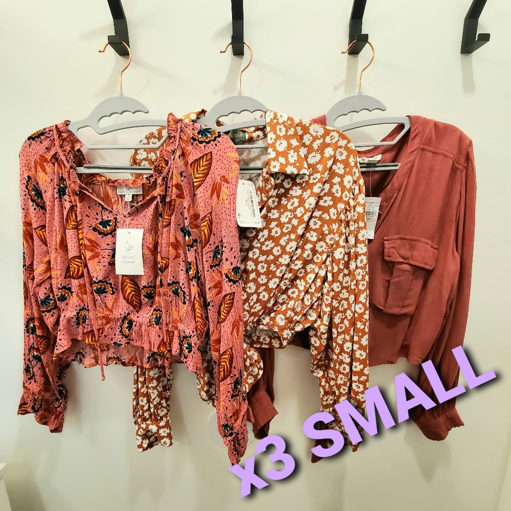 FIRM PRICE Three tie front shirt bundle NWT